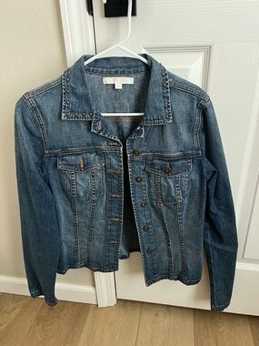 Karen Kane Dark Blue Denim Jacket with Silver Stud Accents